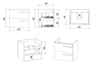 Подвесная тумба под раковину Misty Ненси 70см серый